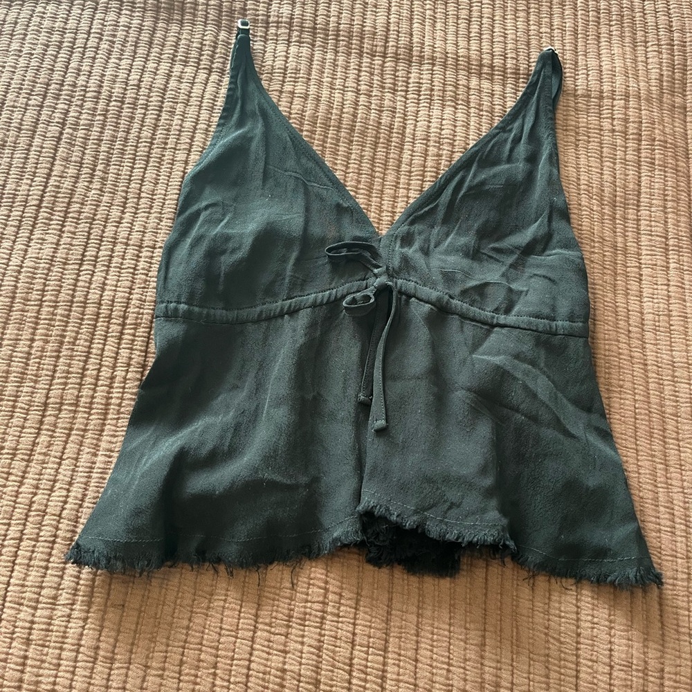 Delaostia Black Tie Front Top
